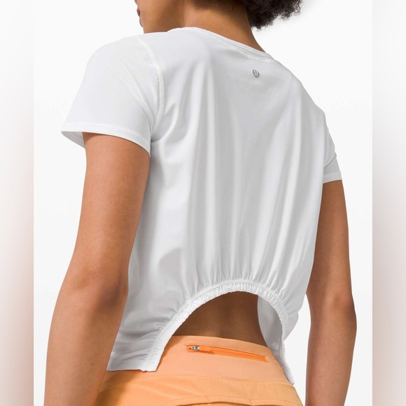 Lululemon Sunday Sprint Short Sleeve Tee Open Back Detail Off White - Picture 3 of 13